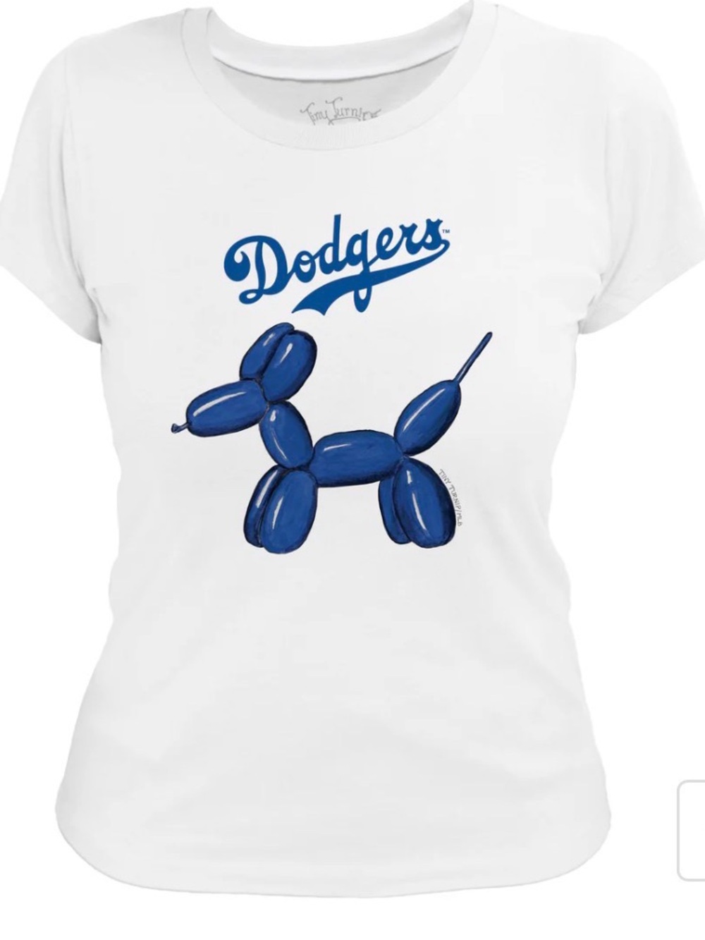 Tiny Turnip white Women's Los Angeles Dodgers blue Balloon Dog T-Shirt MD EUC